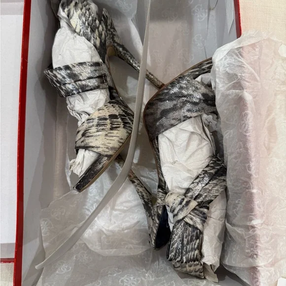 Guess Snakeskin Print Heels with Blue Insole - Picture 9 of 11